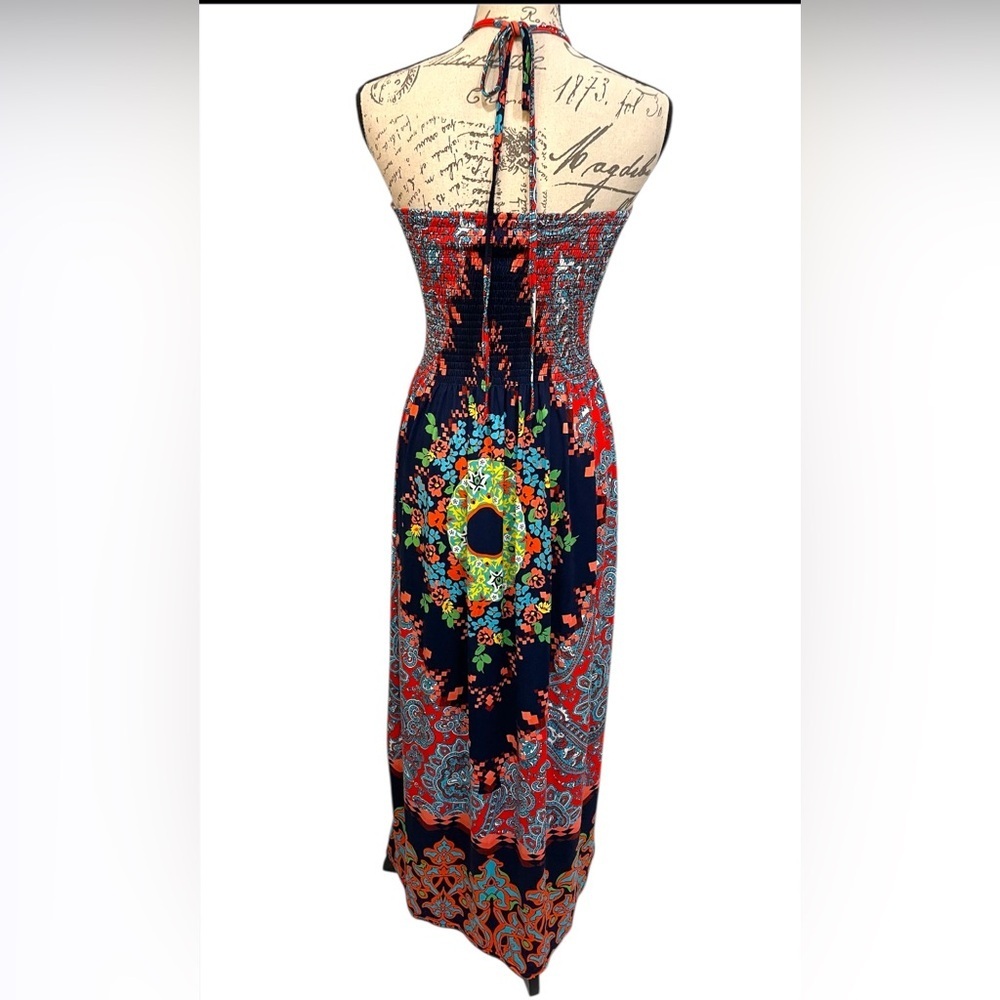 Magic Red and Blue Strapless Sundress Maxi Size Medium - Picture 6 of 7